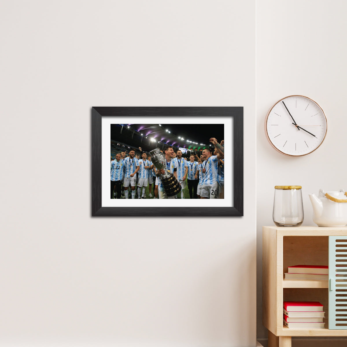 Lionel Messi Copa America Celebration Argentina Football Poster Framed Painting