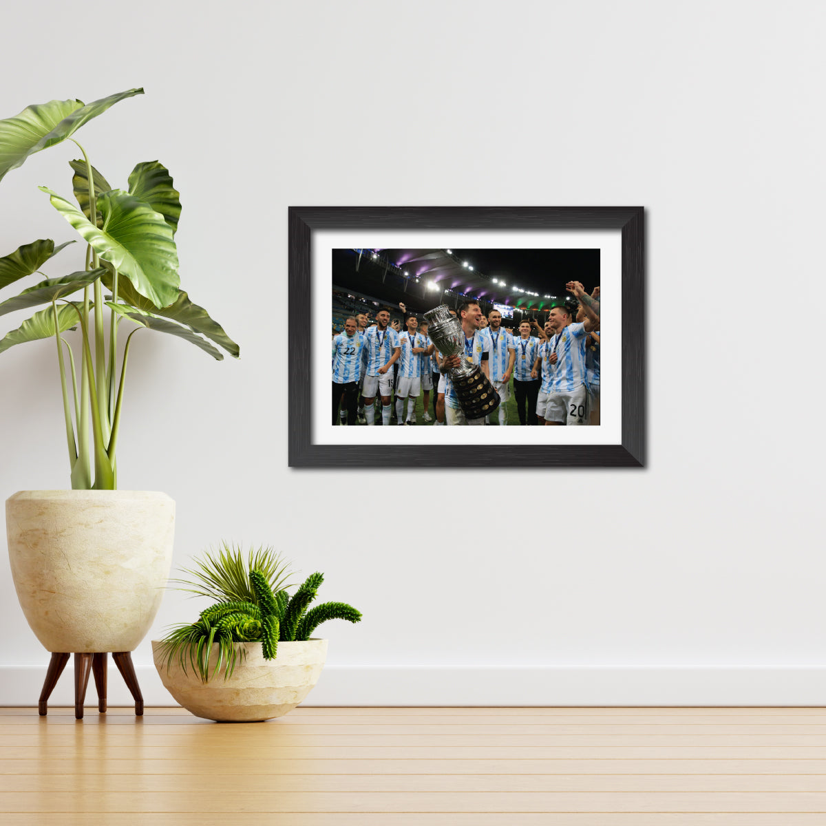 Lionel Messi Copa America Celebration Argentina Football Poster Framed Painting