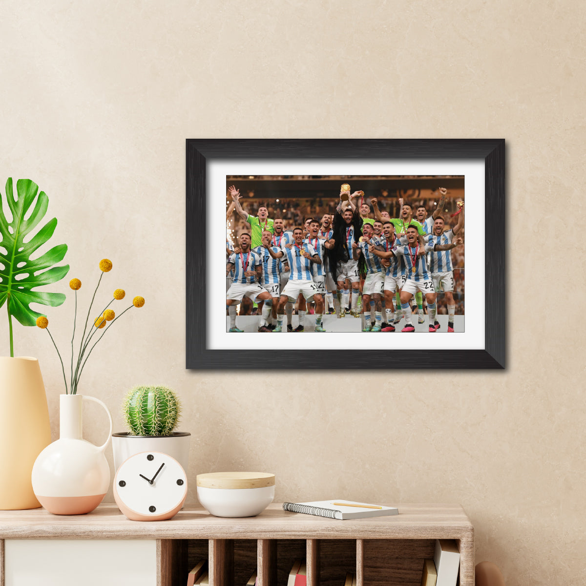 Argentina Worldcup Celebration Lionel Messi  Football Poster Framed Painting