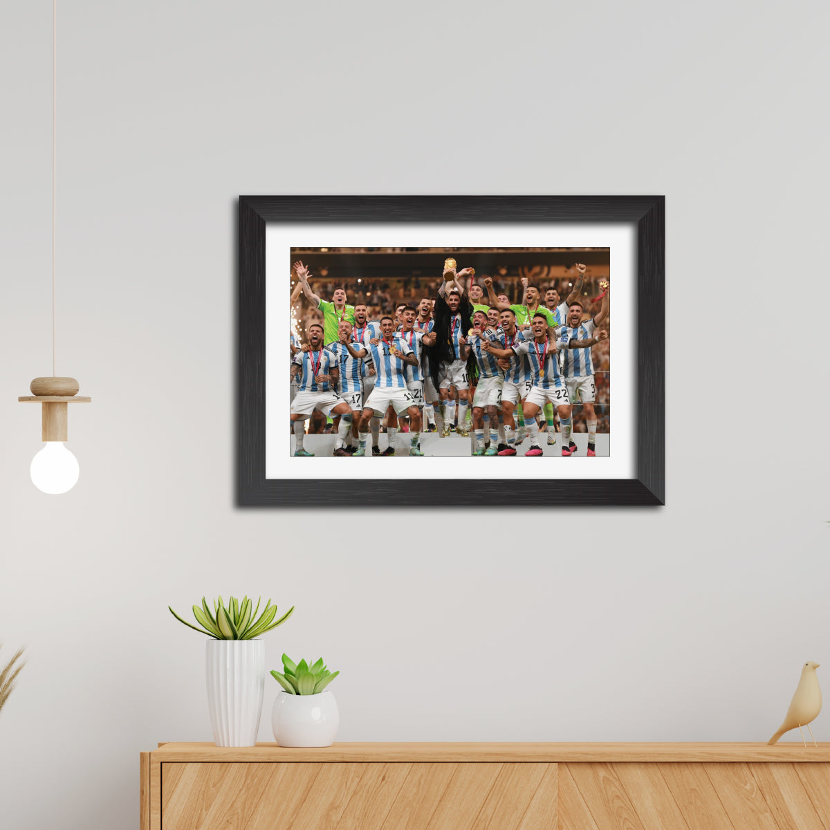 Argentina Worldcup Celebration Lionel Messi  Football Poster Framed Painting