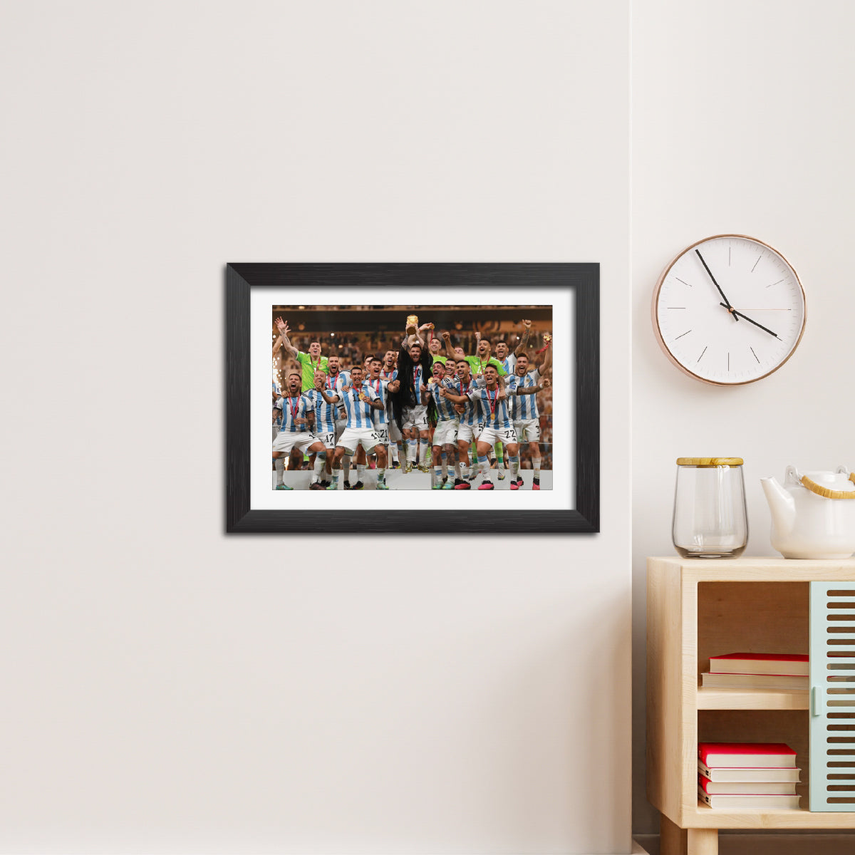 Argentina Worldcup Celebration Lionel Messi  Football Poster Framed Painting