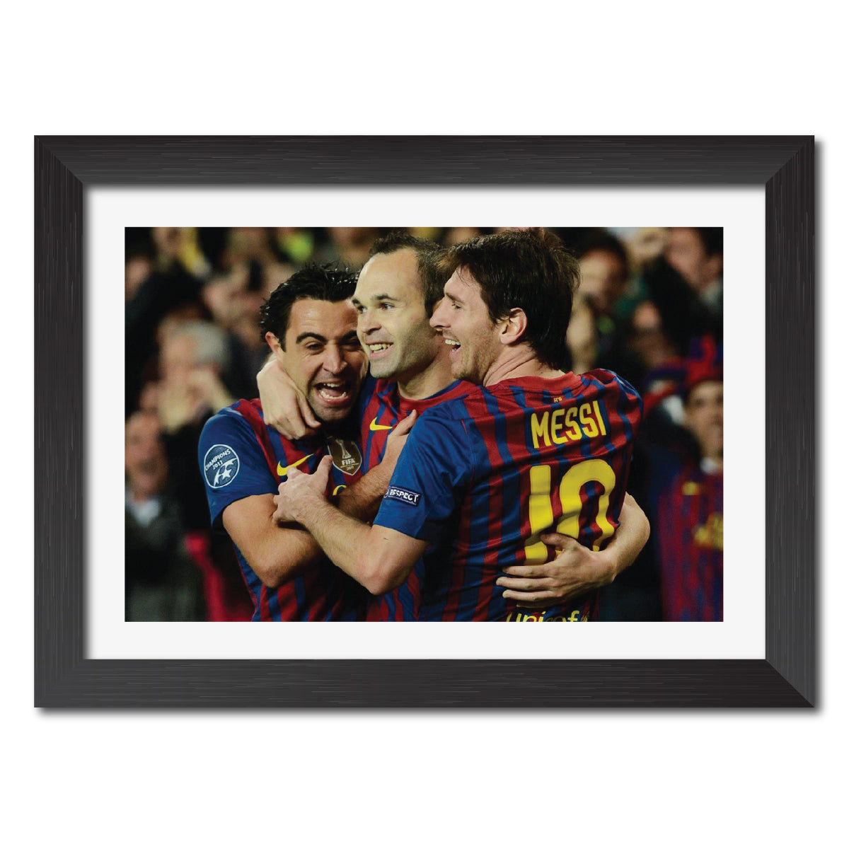 Lionel Messi Xavi iniesta Barcelona Football Poster Framed Painting