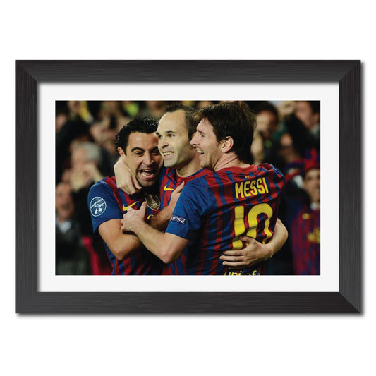Lionel Messi Xavi iniesta Barcelona Football Poster Framed Painting