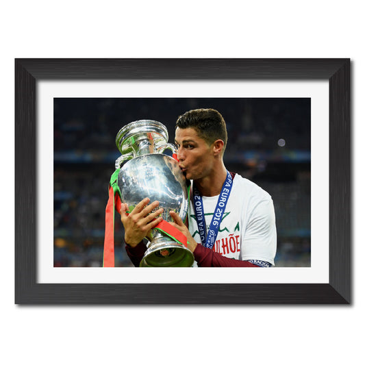 Cristiano Ronaldo Portugal Euro Celebration Football Poster Framed Painting