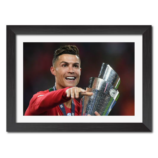 Cristiano Ronaldo Portugal Nations League Celebration Football Poster Framed Painting
