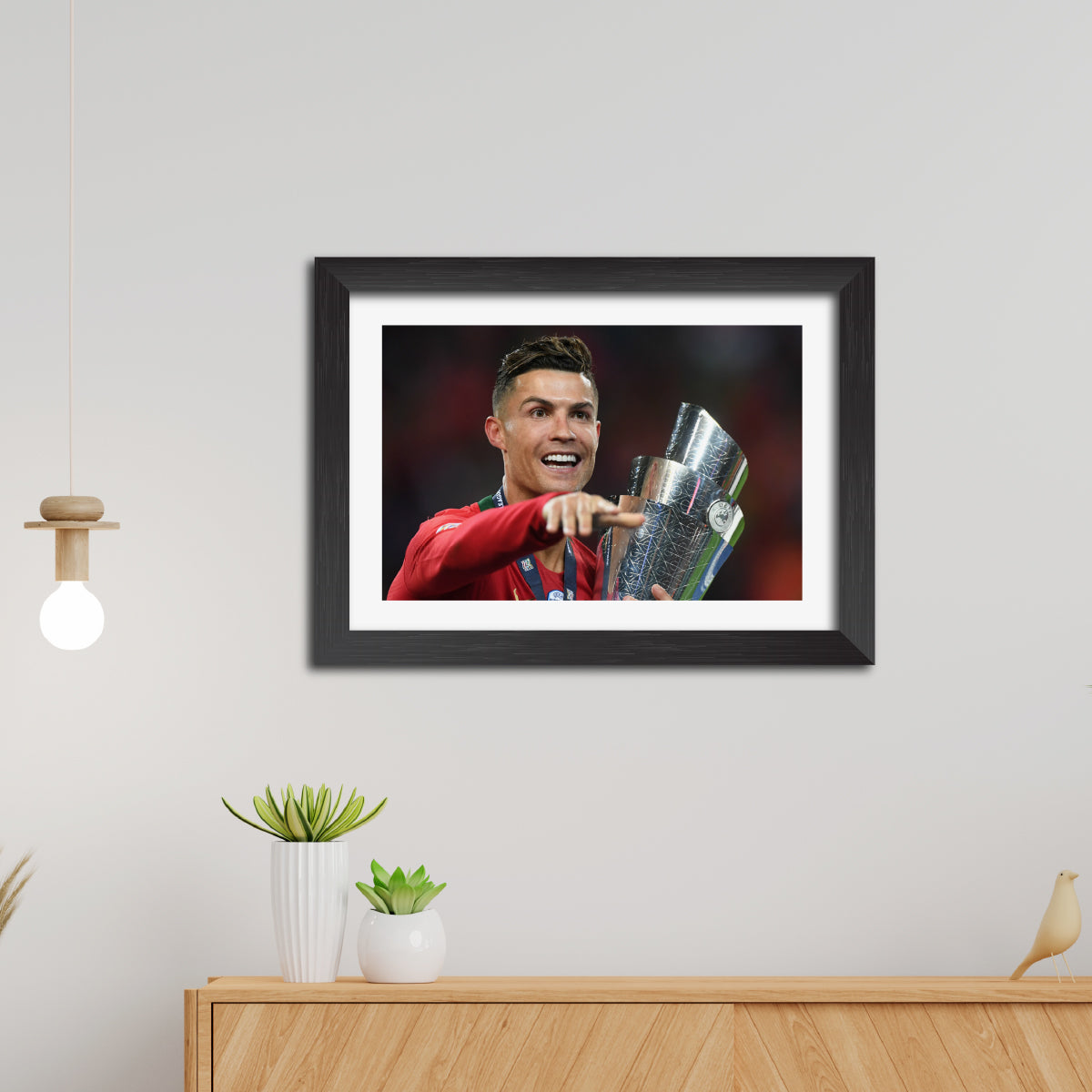 Cristiano Ronaldo Portugal Nations League Celebration Football Poster Framed Painting