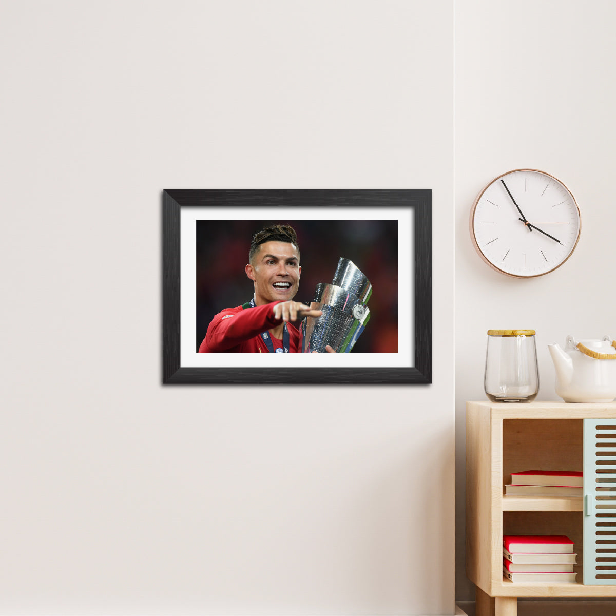 Cristiano Ronaldo Portugal Nations League Celebration Football Poster Framed Painting