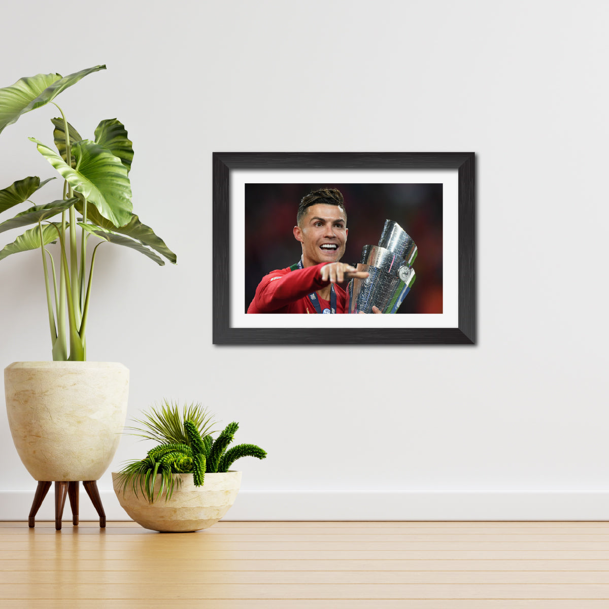 Cristiano Ronaldo Portugal Nations League Celebration Football Poster Framed Painting