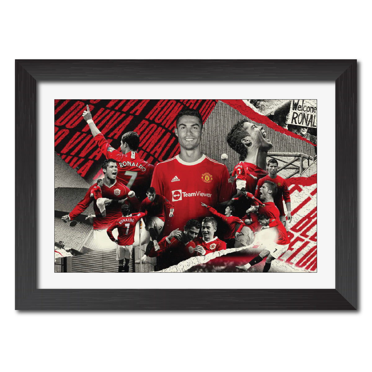 Cristiano Ronaldo Manchester United Football Club Poster Framed Painting