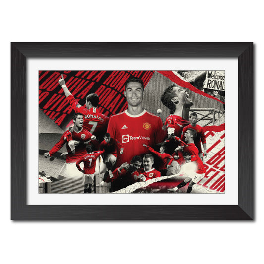 Cristiano Ronaldo Manchester United Football Club Poster Framed Painting