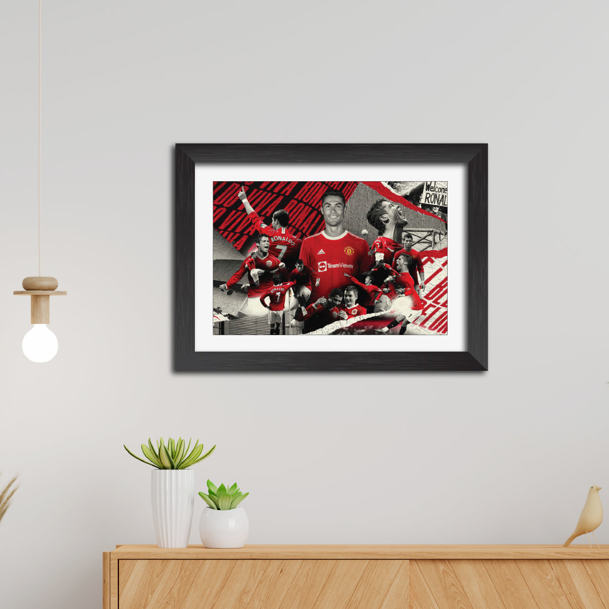 Cristiano Ronaldo Manchester United Football Club Poster Framed Painting