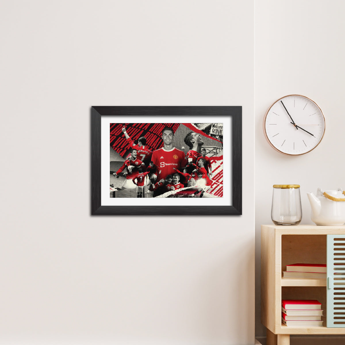 Cristiano Ronaldo Manchester United Football Club Poster Framed Painting