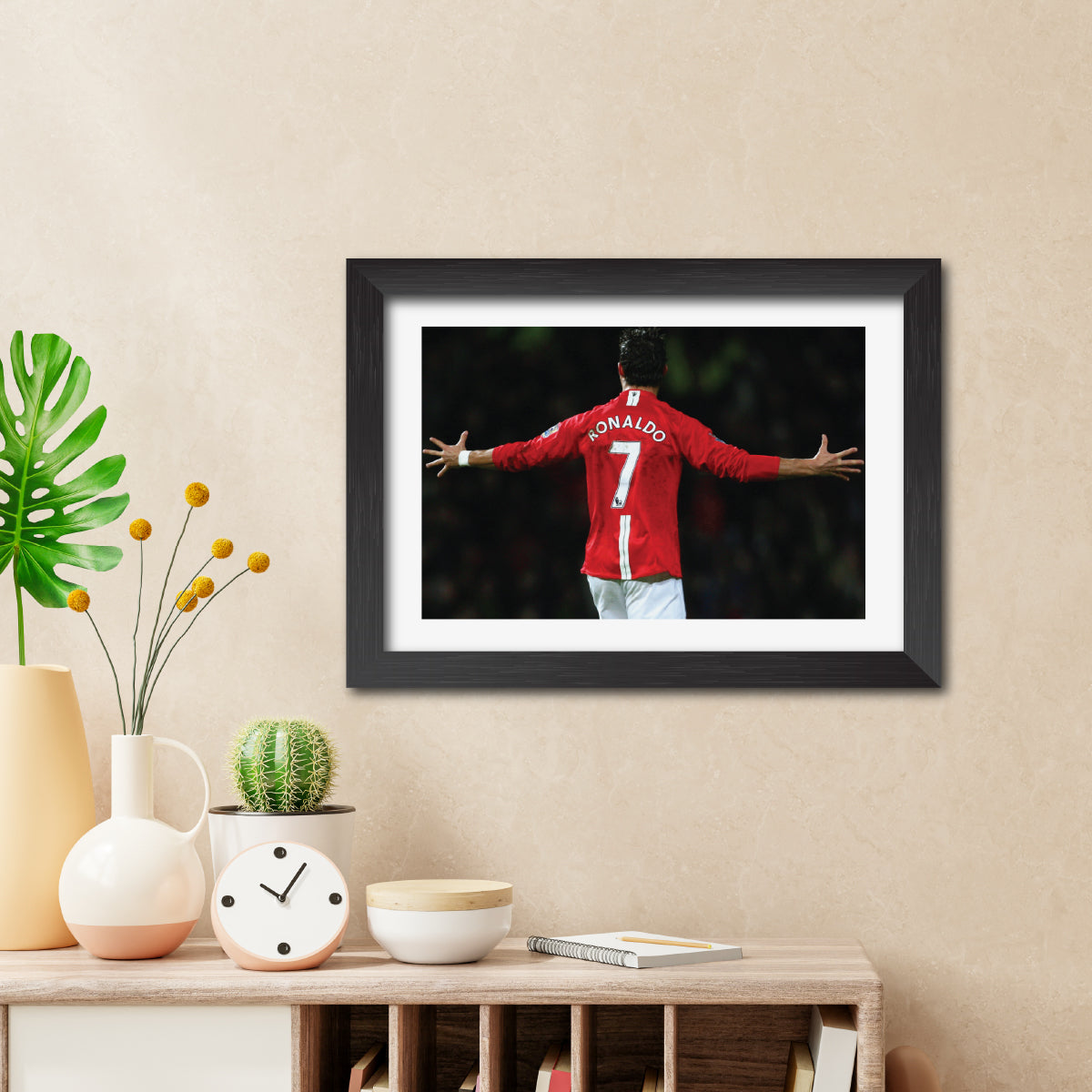 Cristiano Ronaldo Celebration Manchester United Football Club Poster Framed Painting