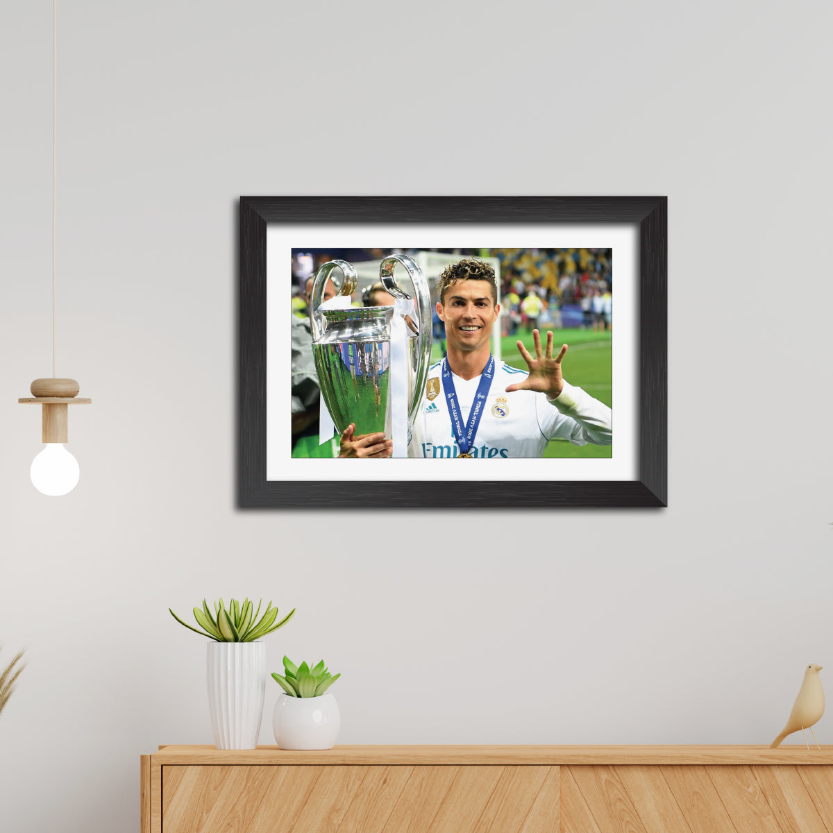 Cristiano Ronaldo UCL Celebration Real Madrid Football Poster Framed Painting
