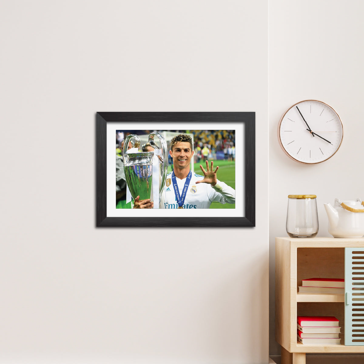 Cristiano Ronaldo UCL Celebration Real Madrid Football Poster Framed Painting