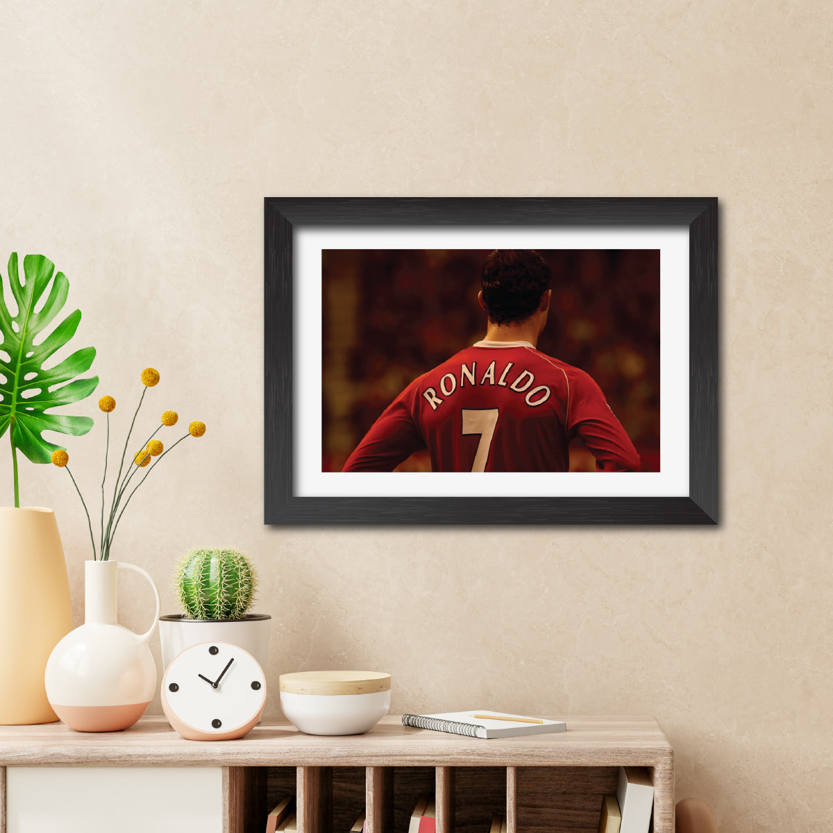 Cristiano Ronaldo Manchester United Football Club Poster Framed Painting