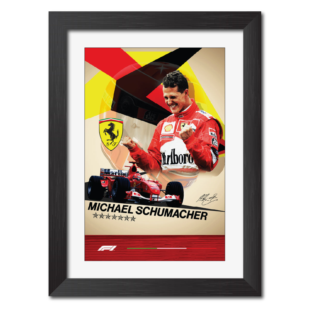Michael Schumacher F1 Racing Poster Framed Painting