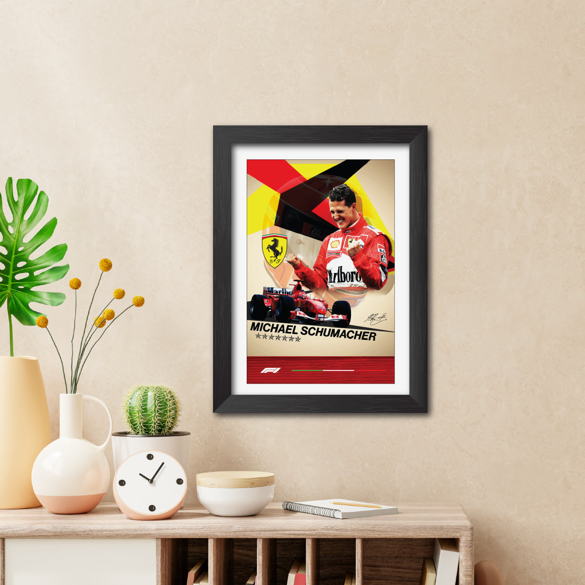 Michael Schumacher F1 Racing Poster Framed Painting