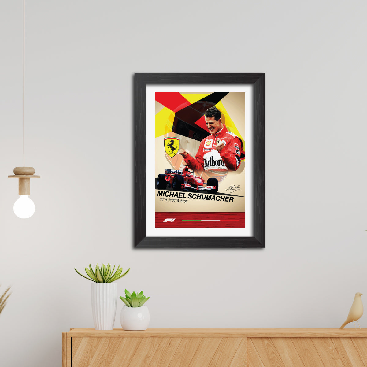 Michael Schumacher F1 Racing Poster Framed Painting