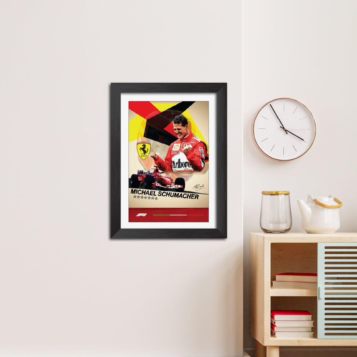 Michael Schumacher F1 Racing Poster Framed Painting