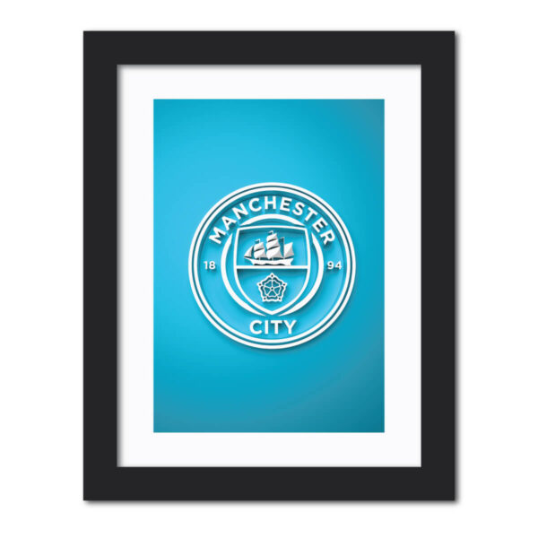 Manchester City Football Club White 3D Textured Logo Painting