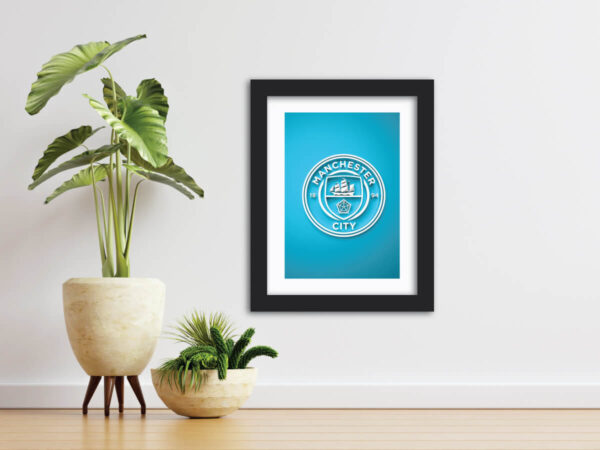 Manchester City Football Club White 3D Textured Logo Painting - Image 2