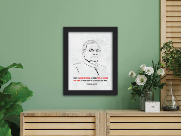 Atal Bihari Vajpayee Laminated Framed Portrait Painting (12inches x 9inches) - Image 5