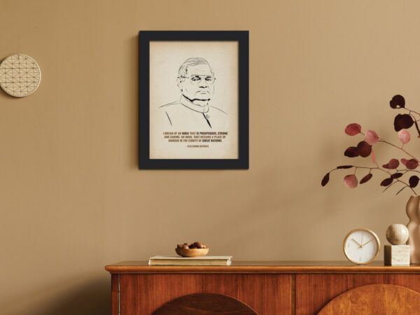 Atal Bihari Vajpayee Laminated Framed Portrait Painting (12inches x 9inches) - Image 3