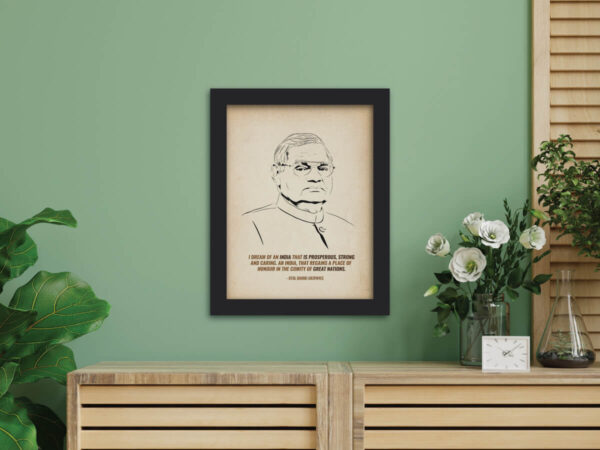 Atal Bihari Vajpayee Laminated Framed Portrait Painting (12inches x 9inches) - Image 5