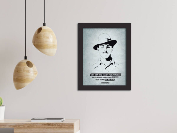 Bhagat Singh Laminated Framed Portrait Painting (12inches x 9inches) - Image 5