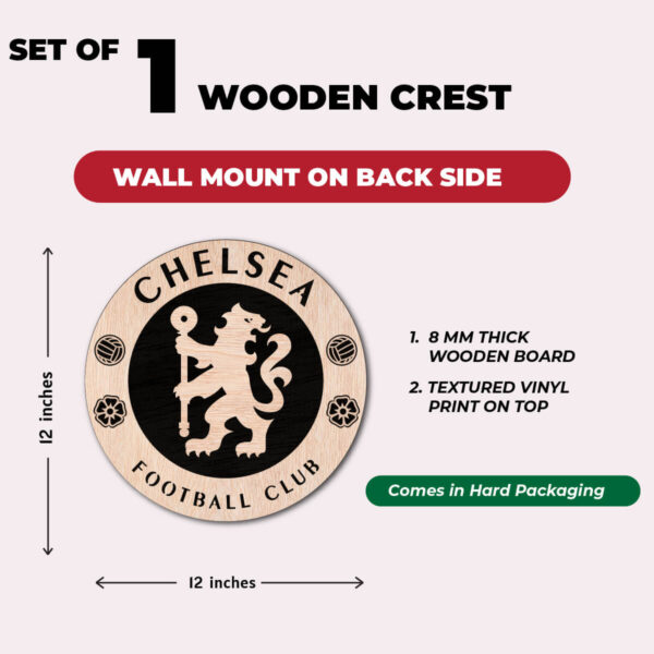 Chelsea FC Wooden Textured Logo Crest - Image 2