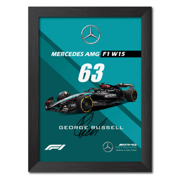 George Russell F1 Racing Car Mercedes W15 Poster Painting