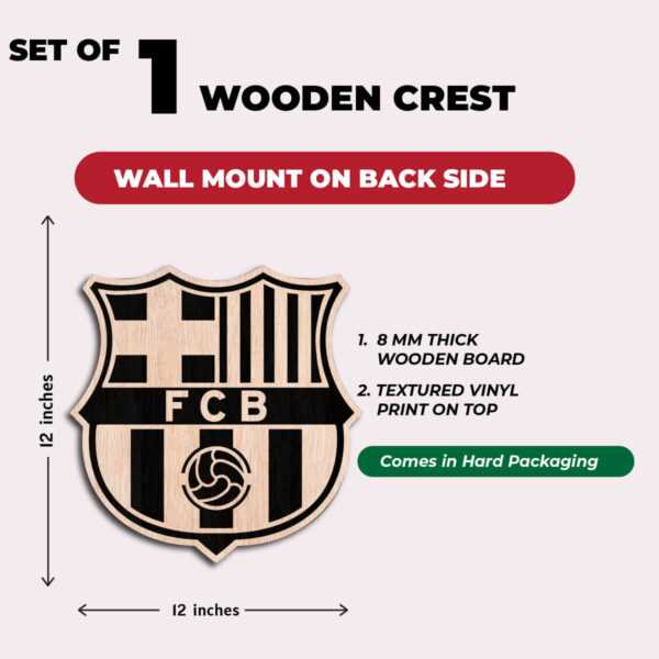 FC Barcelona Wooden Textured Logo Crest - Image 6