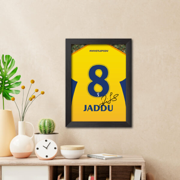 Ravindra Jadeja Chennai Super Kings Jersey Print Framed Painting - Image 3