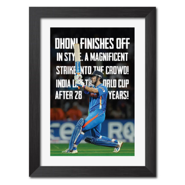 MS Dhoni India Cricket Team Poster Framed Painting