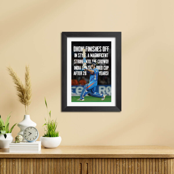 MS Dhoni India Cricket Team Poster Framed Painting - Image 2