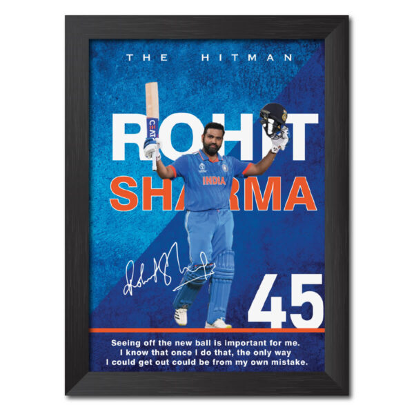 Rohit Sharma India Cricket Team Poster Framed Painting