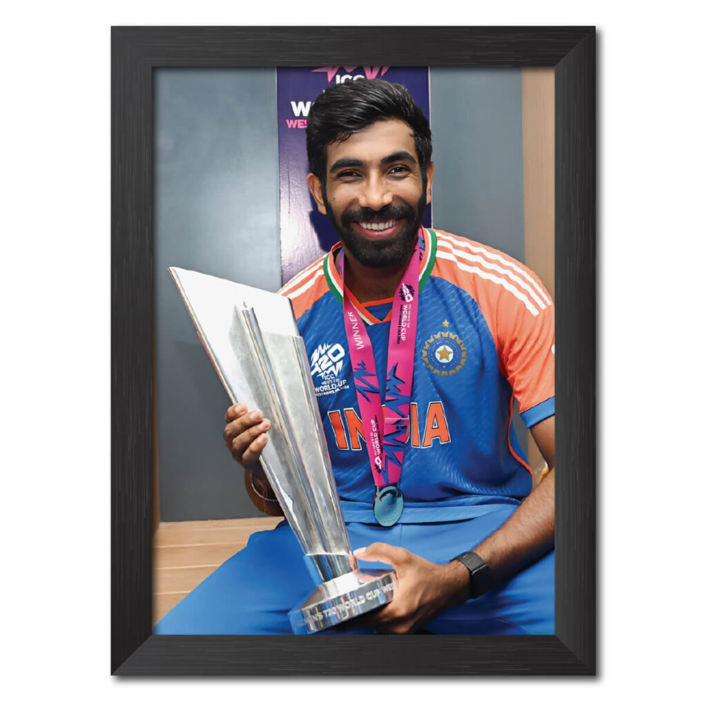 Jasprit Bumrah T20 Worldcup India Cricket Team Poster Framed Painting