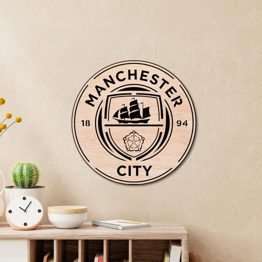 Manchester City FC Wooden Textured Logo Crest