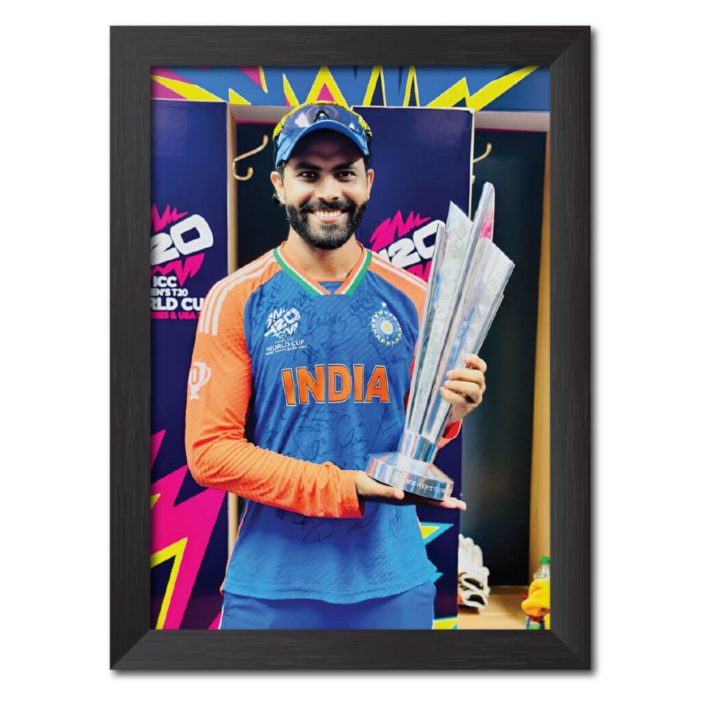 Ravindra Jadeja T20 Worldcup India Cricket Team Poster Framed Painting